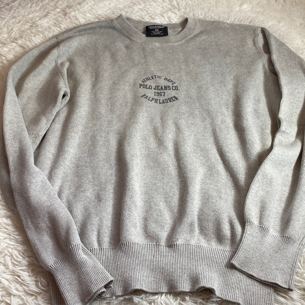 Polo by Ralph Lauren Men's Light Gray Crewneck Sweater
